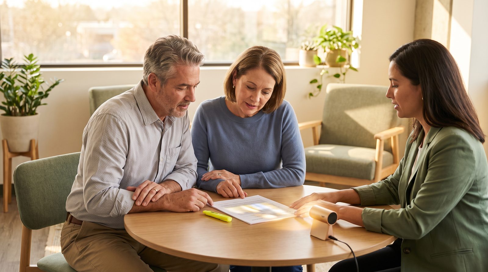 Couple reviewing a tax projection with a tax professional